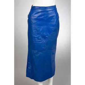 G-III 80s Blue Leather Hobble Pencil Skirt sz 6